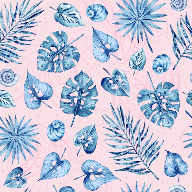 Free vector watercolor summer duotone pattern design