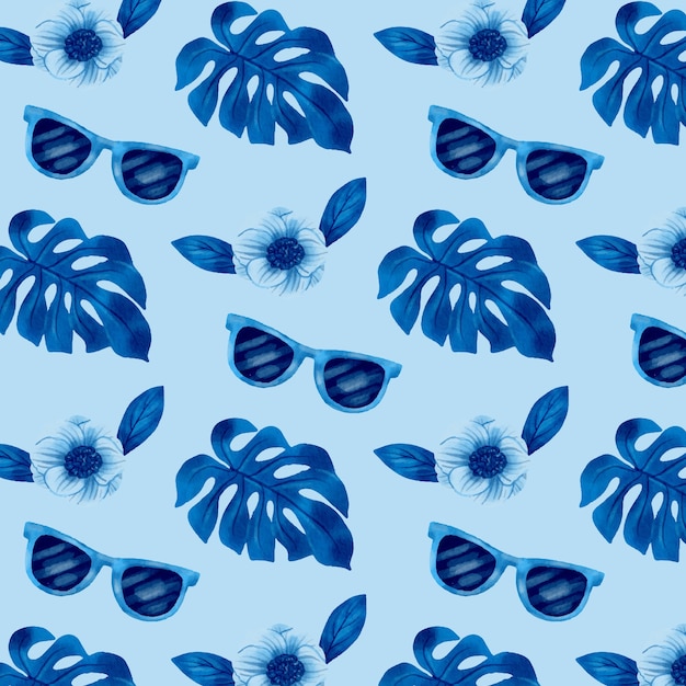 Watercolor summer duotone pattern