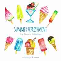 Free vector watercolor summer element collection