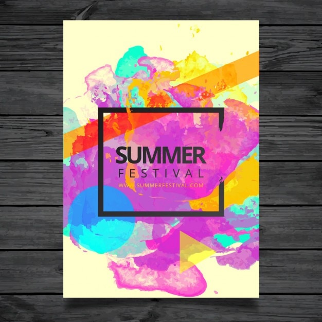 Vettore gratuito acquerello summer festival poster modello