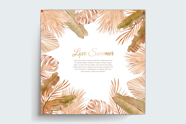 watercolor summer floral and leaves card