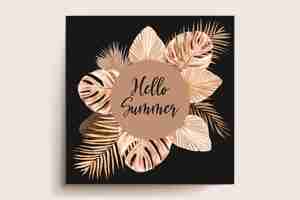 Free vector watercolor summer floral and leaves card