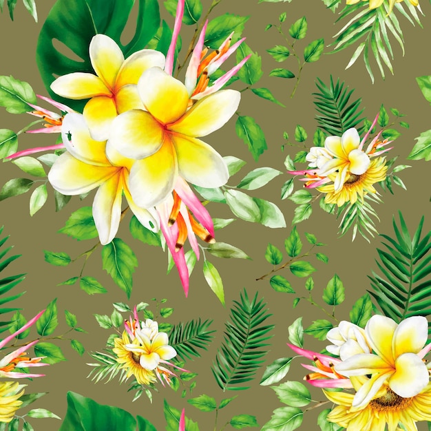 수채화 여름 꽃 원활한 패턴