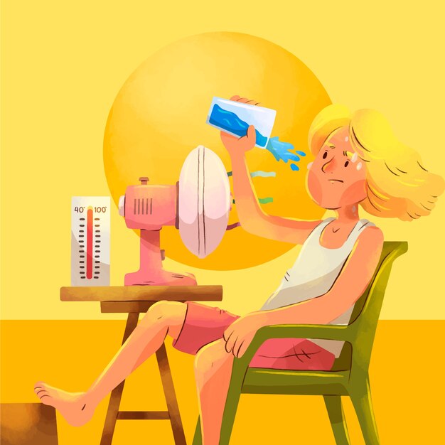 Watercolor summer heat illustration