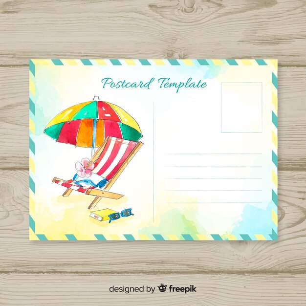 Free vector watercolor summer holiday postcard