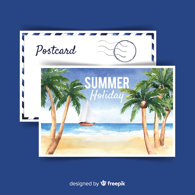 Free vector watercolor summer holiday postcard