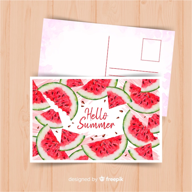 Free vector watercolor summer holiday postcard