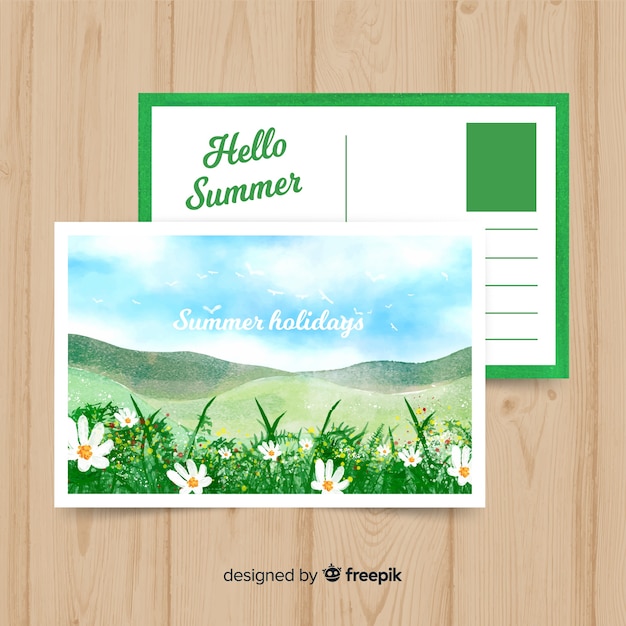 Free vector watercolor summer holiday postcard