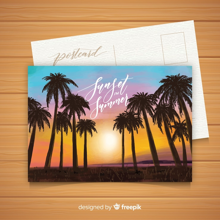 Free Vector watercolor summer holiday postcard