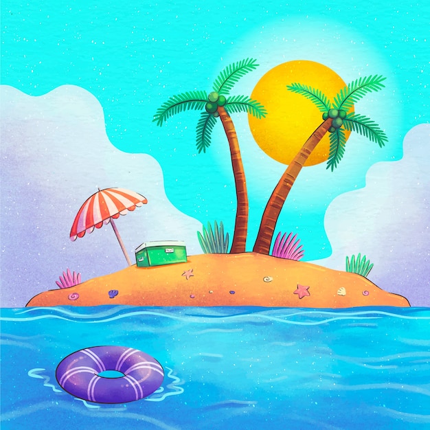 水彩の夏のイラスト