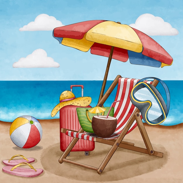 Free vector watercolor summer illustration