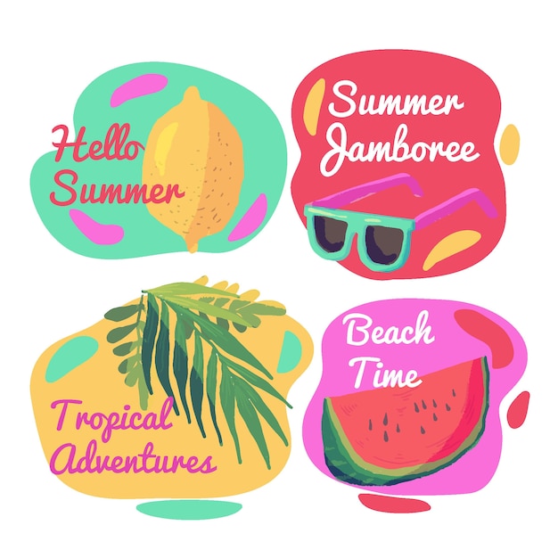 Watercolor summer labels