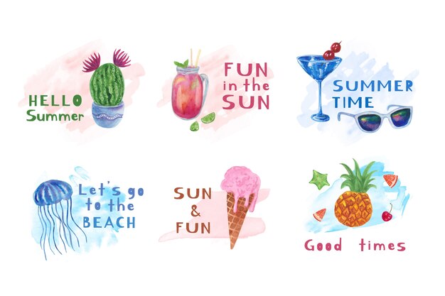 Watercolor summer labels