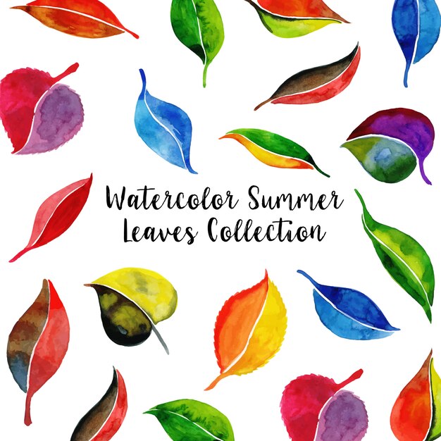 Watercolor Summer Leaves Collection Background