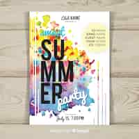 Free vector watercolor summer party poster template
