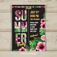 Free vector watercolor summer party poster template