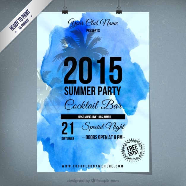 Watercolor summer party poster