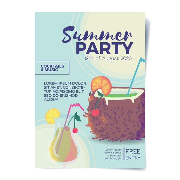Watercolor summer party poster
