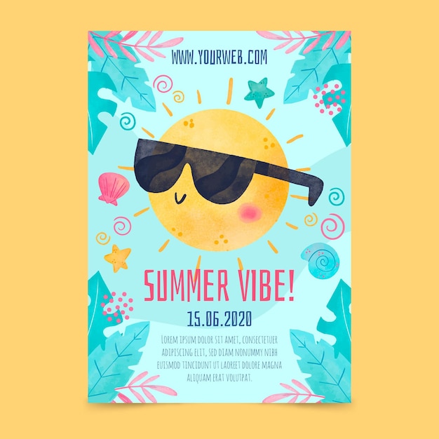 Watercolor summer party poster
