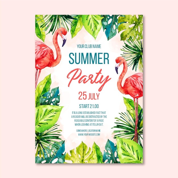 Watercolor summer party poster