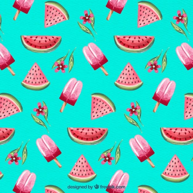 Free vector watercolor summer pattern background