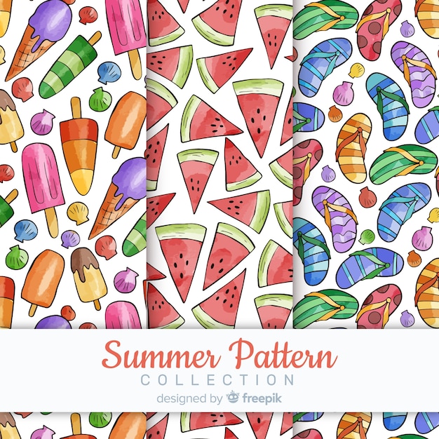 Watercolor summer pattern collectio