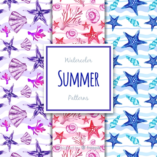 Free vector watercolor summer pattern collection