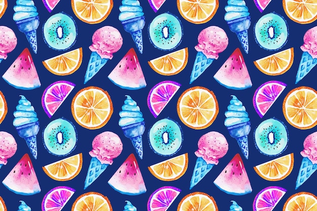 Watercolor summer pattern design