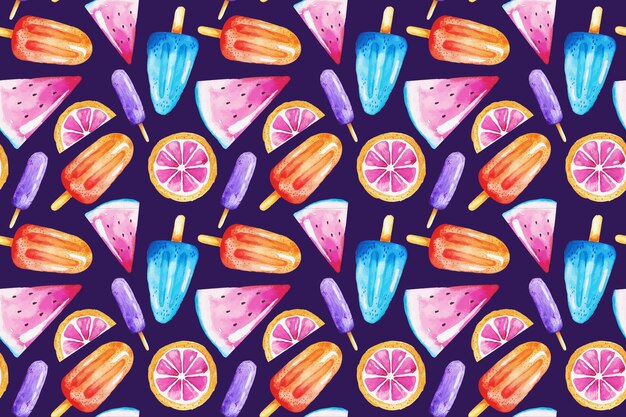 Watercolor summer pattern design