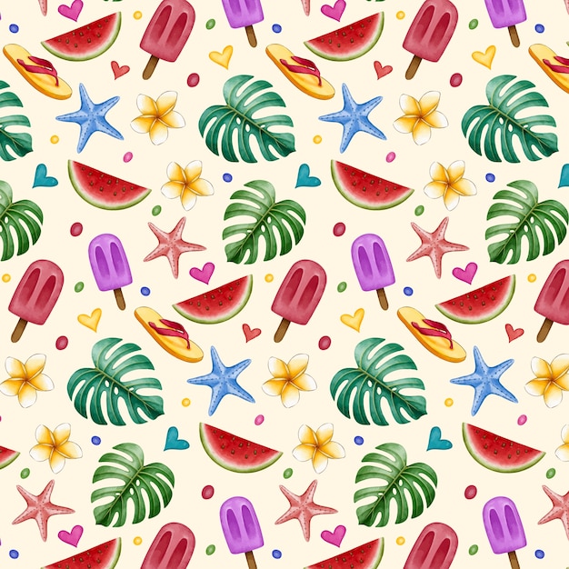 Free vector watercolor summer pattern design