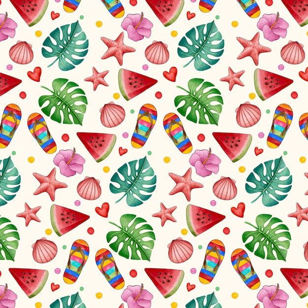 Summer Seamless Pattern With Different Summer Objects And Things On White  Font Royalty Free SVG, Cliparts, Vectors, and Stock Illustration. Image  99271156.