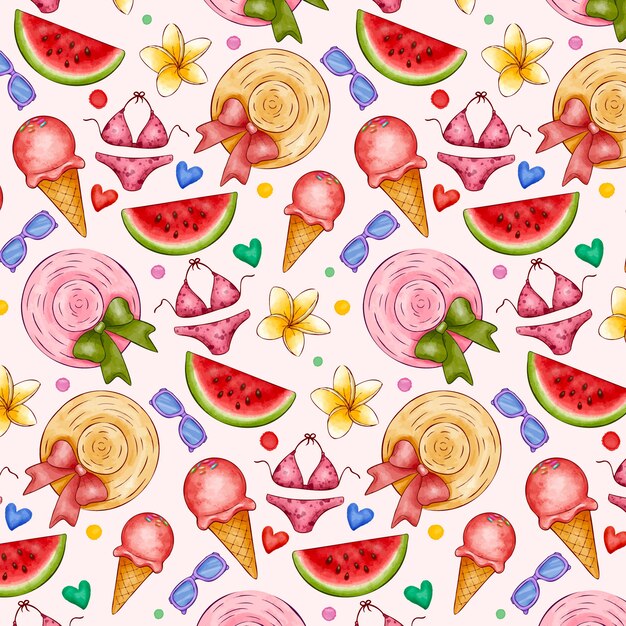 Watercolor summer pattern design