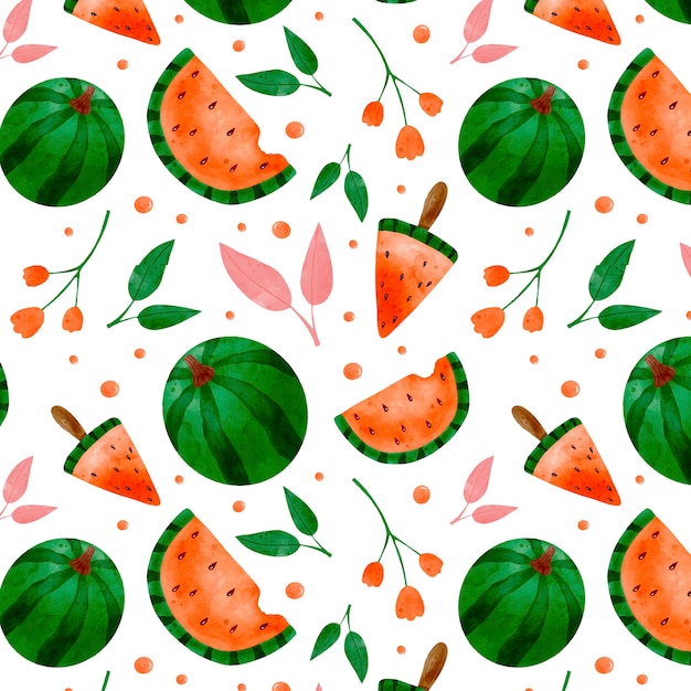 Free vector watercolor summer pattern illustration