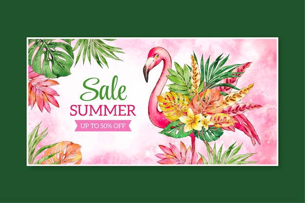 Watercolor summer sale banner