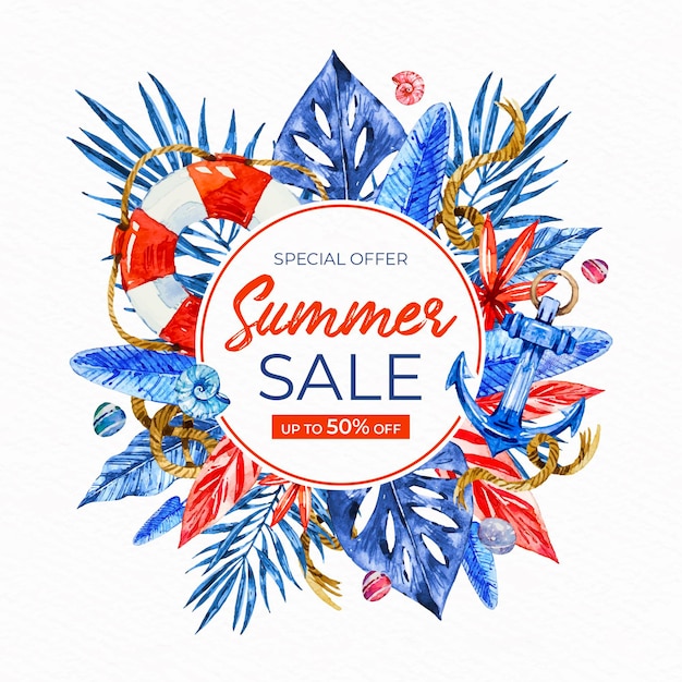 Watercolor summer sale conept