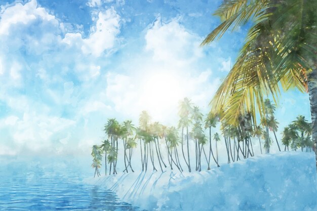 Watercolor summer tropical background