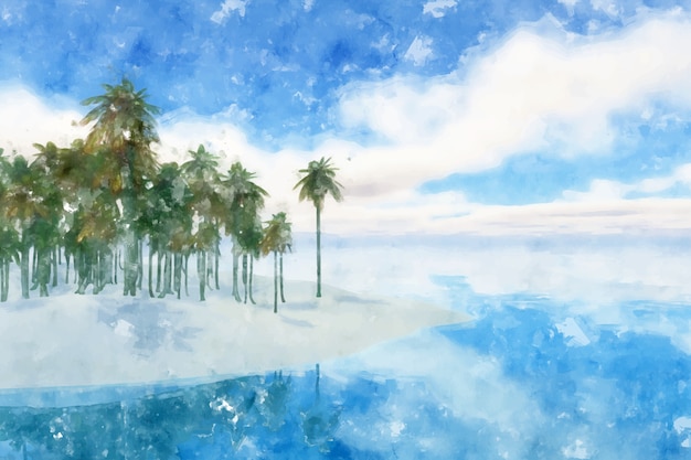 Watercolor summer tropical background