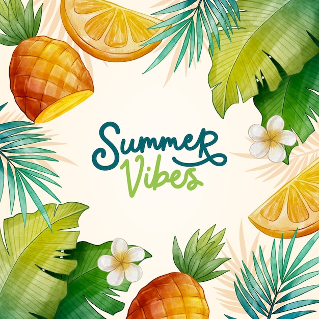 Free vector watercolor summer vibes illustration