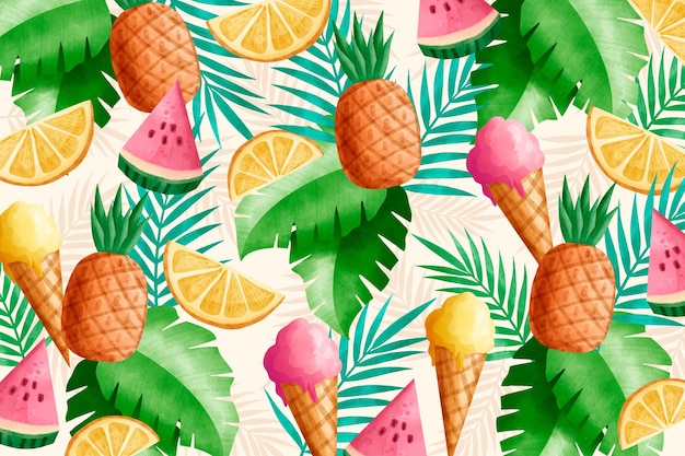 Free vector watercolor summer wallpaper