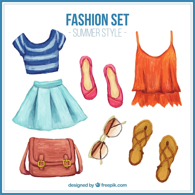 Watercolor summertime cute clothes