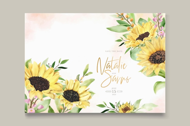 Free vector watercolor sun flower card template