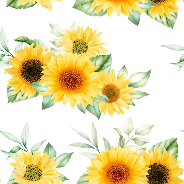 水彩の太陽の花のシームレス パターン