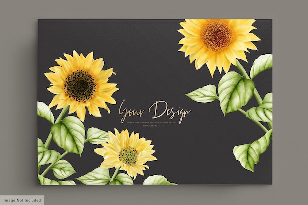 watercolor sun flower wedding invitation card