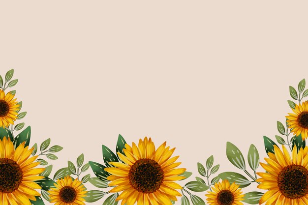 Watercolor sunflower border