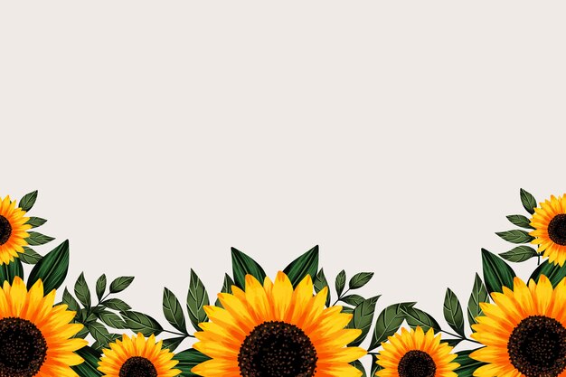Watercolor sunflower border
