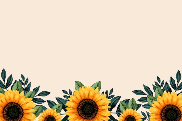 Watercolor sunflower border