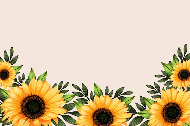 Watercolor sunflower border