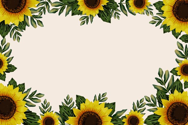 Watercolor sunflower border