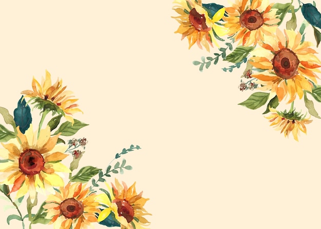 Watercolor sunflower border