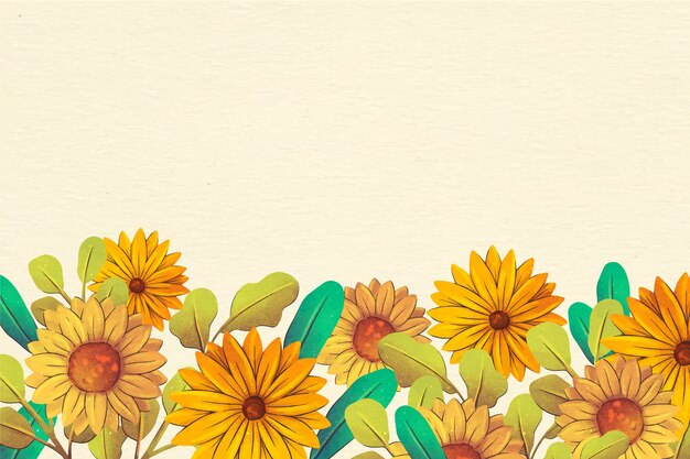 Watercolor sunflower border